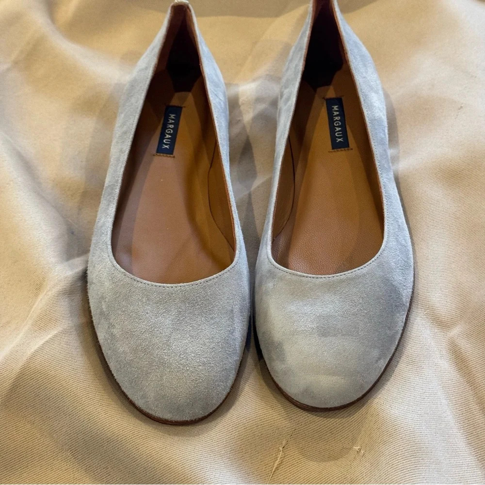Margaux Light Gray Suede Flats - Picture 9 of 10